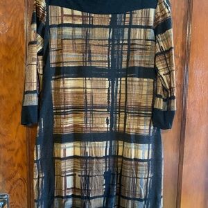 Tiana B. Long Sleeve Plaid Dress - Black and Brown